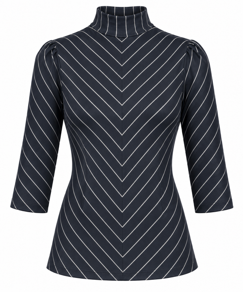 Navy Herringbone Stripe Sweater
