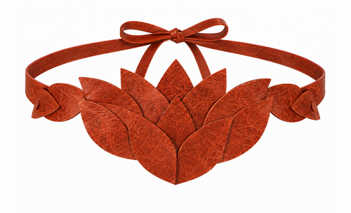 Rustic Orange Leather Leaf Belt