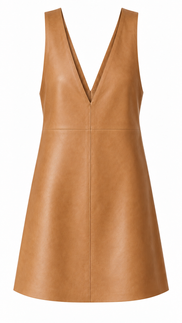 Classic Leather Jumper Dress - Camel