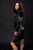 Faux Wrap Velvet Black Leopard Dress