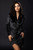 Faux Wrap Velvet Black Leopard Dress