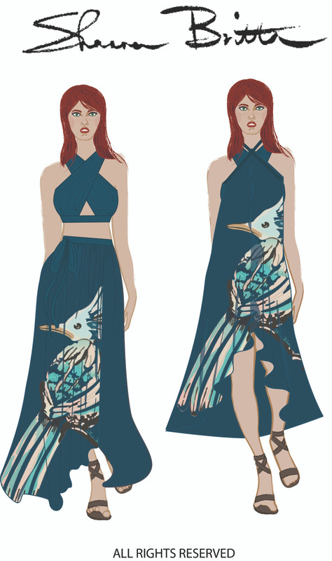 Blue Bird Convertible Wrap Skirt Dress
