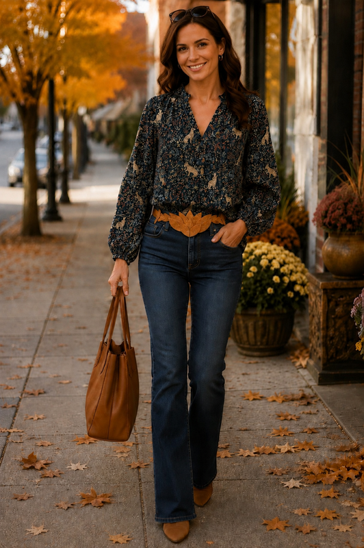 Le Bois Woodland Print Blouse