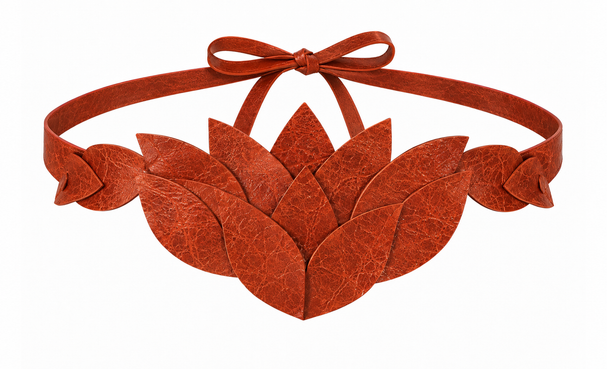 Rustic Orange Leather Leaf Belt