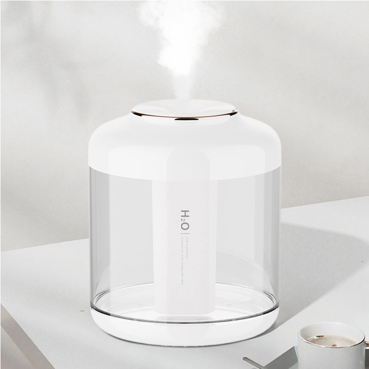 DQ122 300ml Mini Humidifier Portable Air Purifier Silent Atomizer Household  Aroma Diffuser with Colorful Light for Car Office - White Wholesale