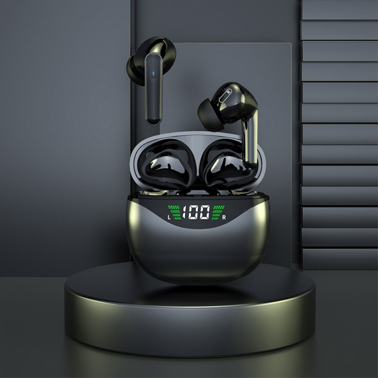 VG121 Low Delay Wireless Bluetooth Earbuds Touch Control HD Clear Sound TWS Earphone with LED Battery Display Black