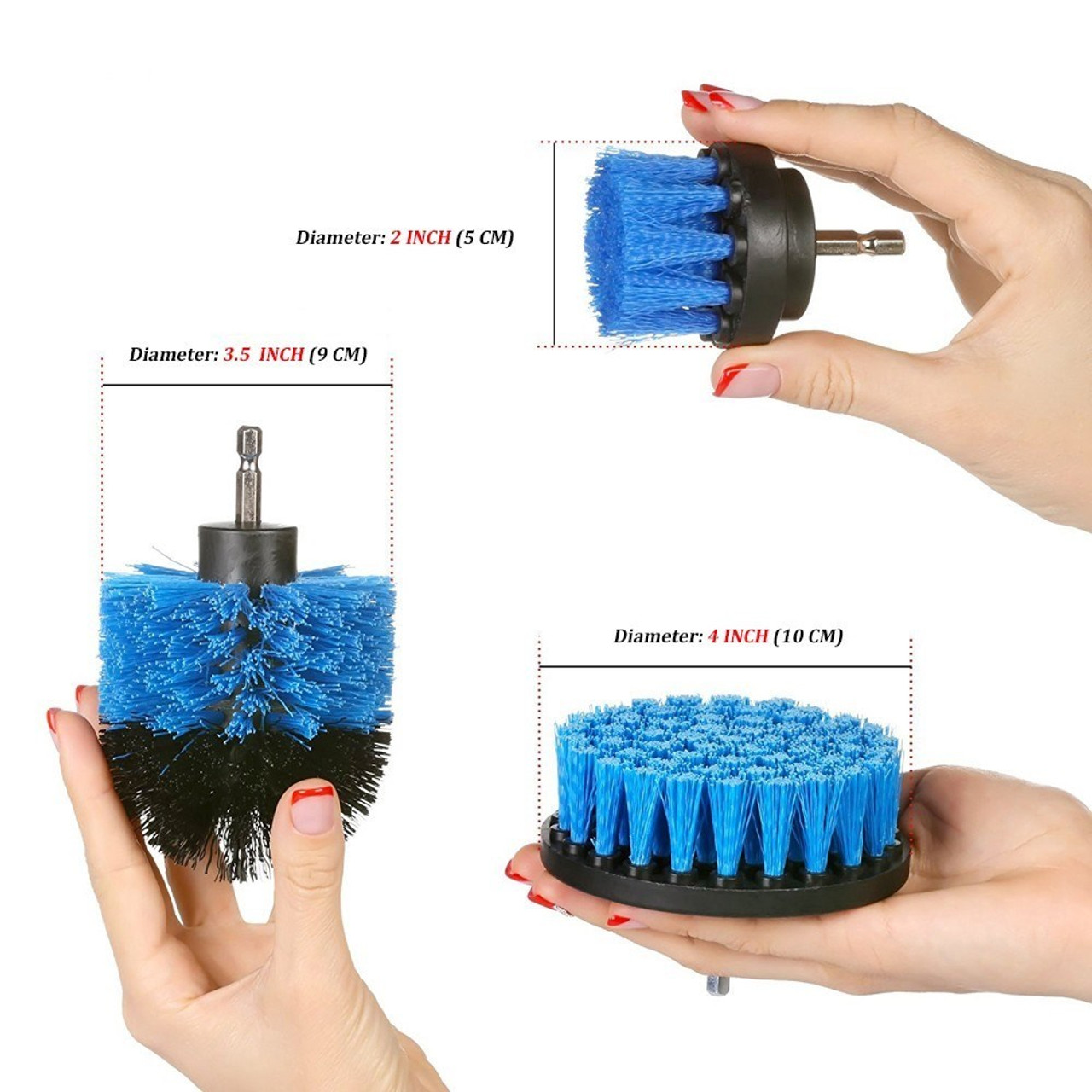 Drillbrush 4 Piece Drill Brush Small Diameter Cleaning Brushes for Use on Carpet, Tile, Shower Track, and Grout Lines