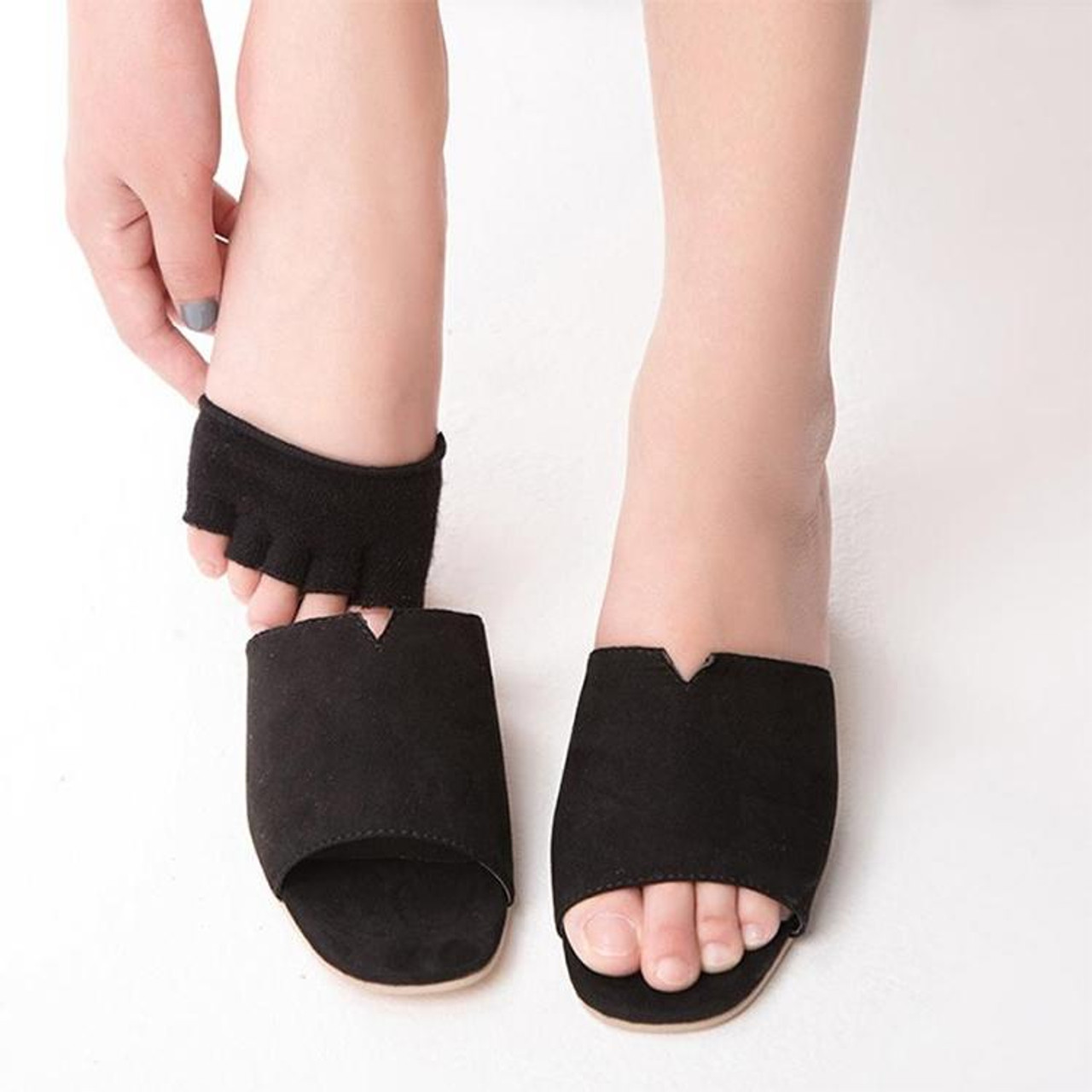 Women Invisible Non-slip Toe Socks Five Finger Socks(Black Open Toe),  snatcher