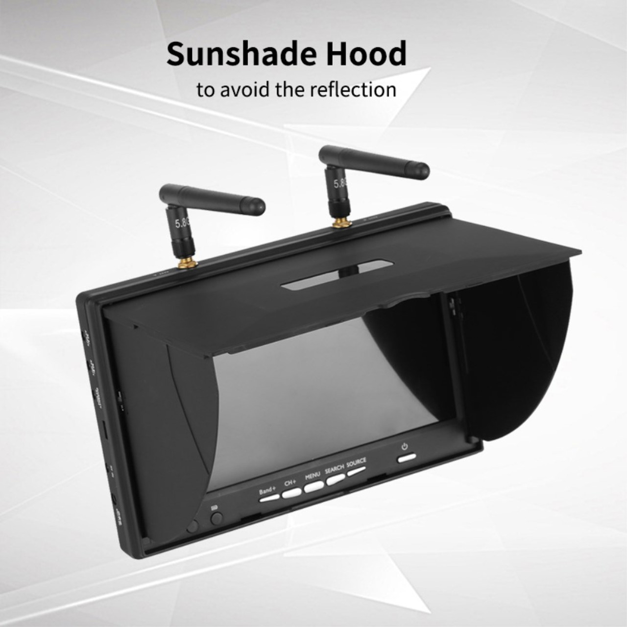 LS-5802D FPV Monitor 5.8Ghz 40 Channels 7-Inch Screen Receiver Monitor with  Sunshade Hood and Dual Antenna for FPV RC Drone Quadcopter EU Plug  Snatcher