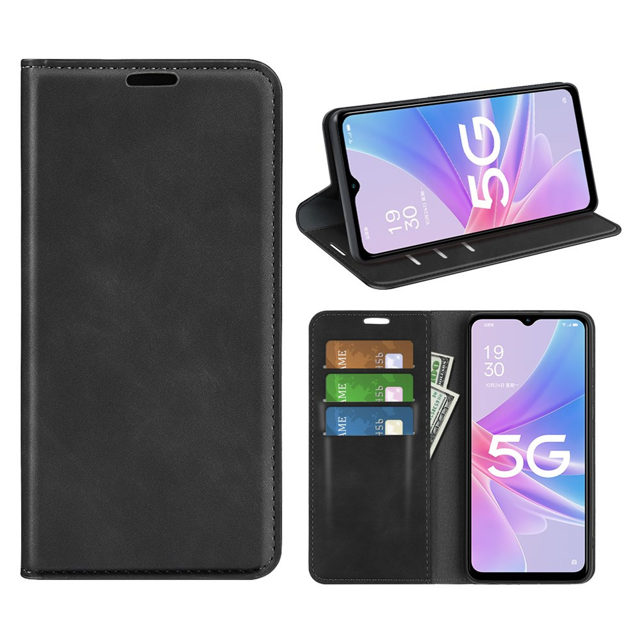 Fundas para teléfono inteligente compatibles con Oppo A38 4G Wallet Flip  Phone Case Card Holder Funda de cuero PU cuerpo completo a prueba de golpes