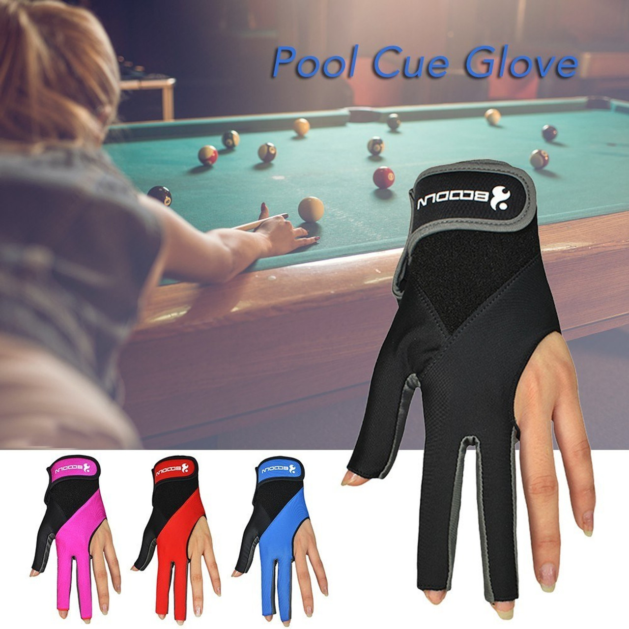 3 Fingers Pool Gloves Billiards Left Hand Shooters Snooker Cue Sport Glove