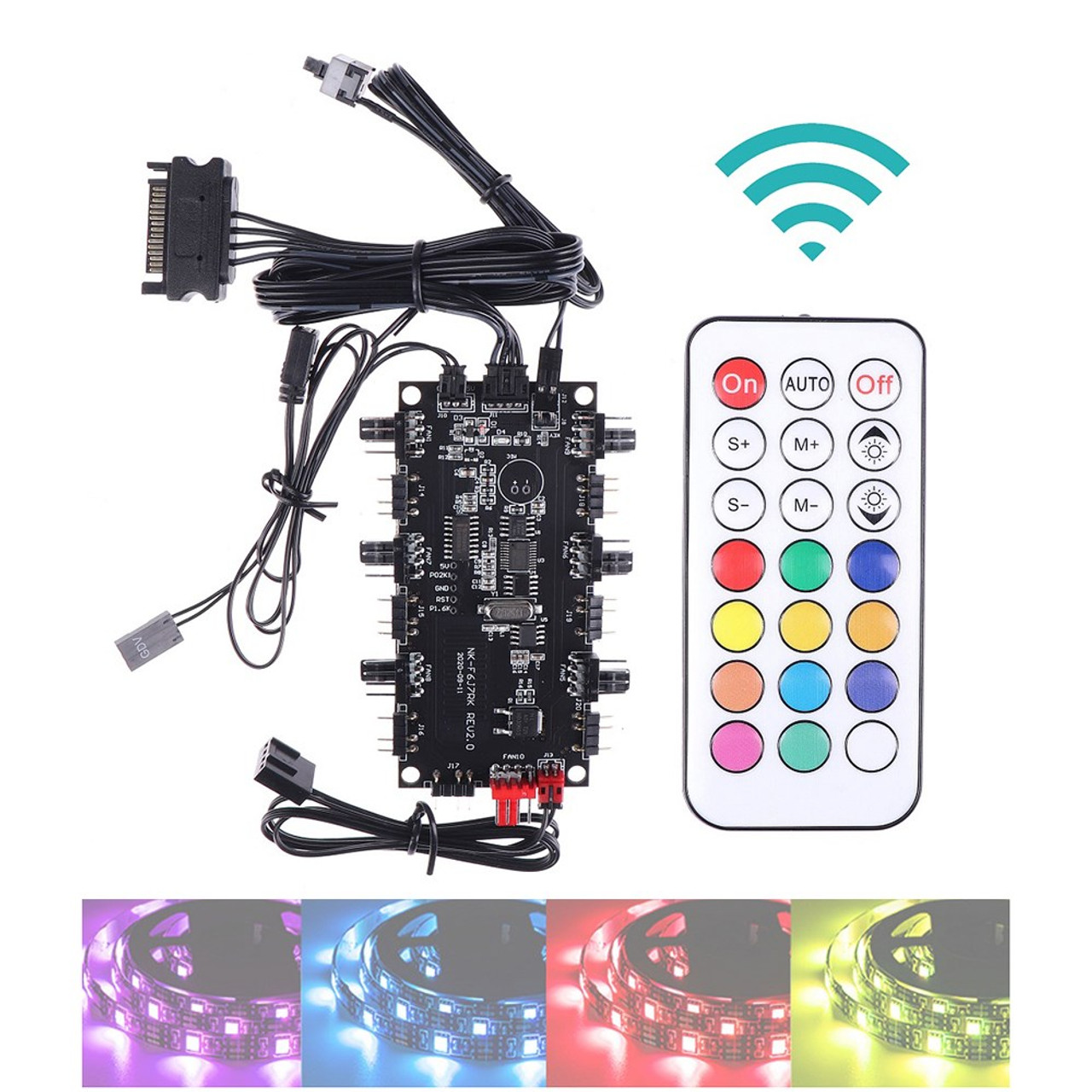 PWM & RGB LED Controller PC Fan Hub 10 Ports 12V 4pin/3 Pin