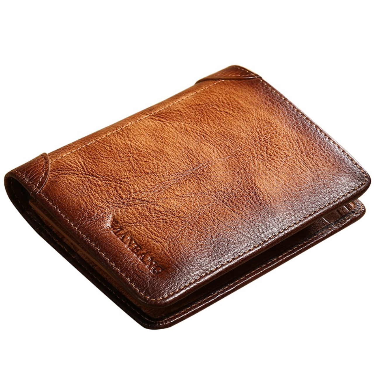 MANBANG 00877 Genuine Leather Tri fold Wallet Classic Style RFID