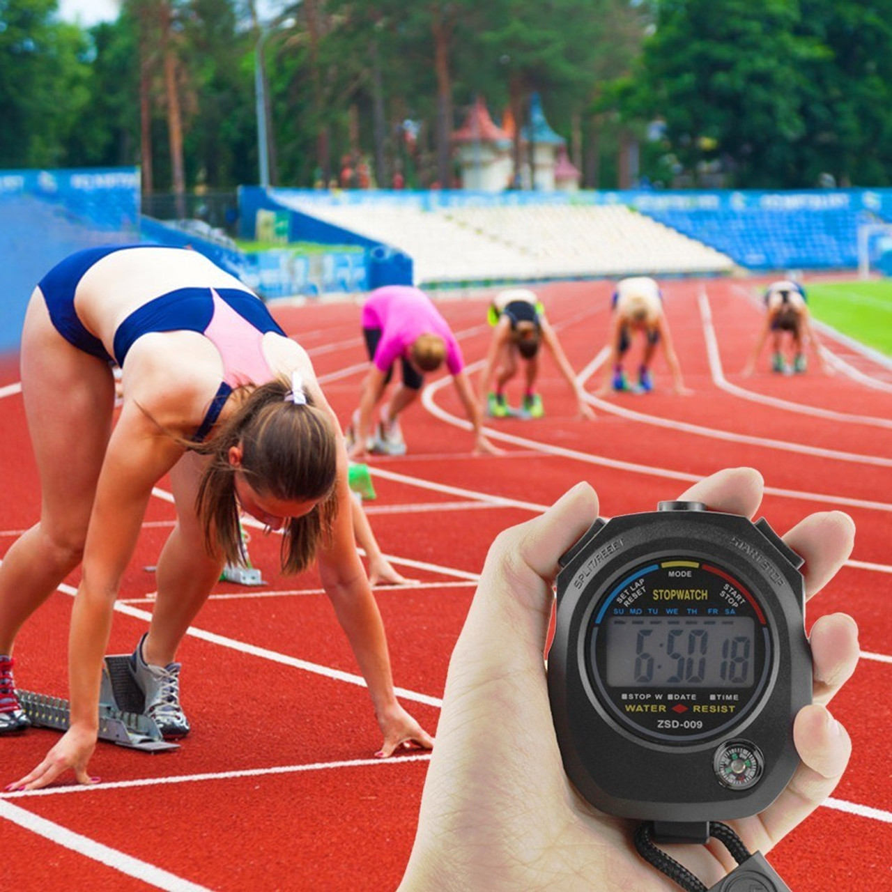 Electronic LCD Digital Counter Waterproof Handheld Sports Stopwatch Timer  Stop Watch Portable Outdoor Sport Training Chronograph