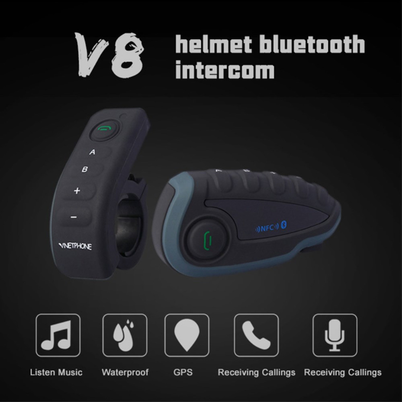 VNETPHONE V8 Motorcycle Helmet Intercom Bluetooth Headset Remote