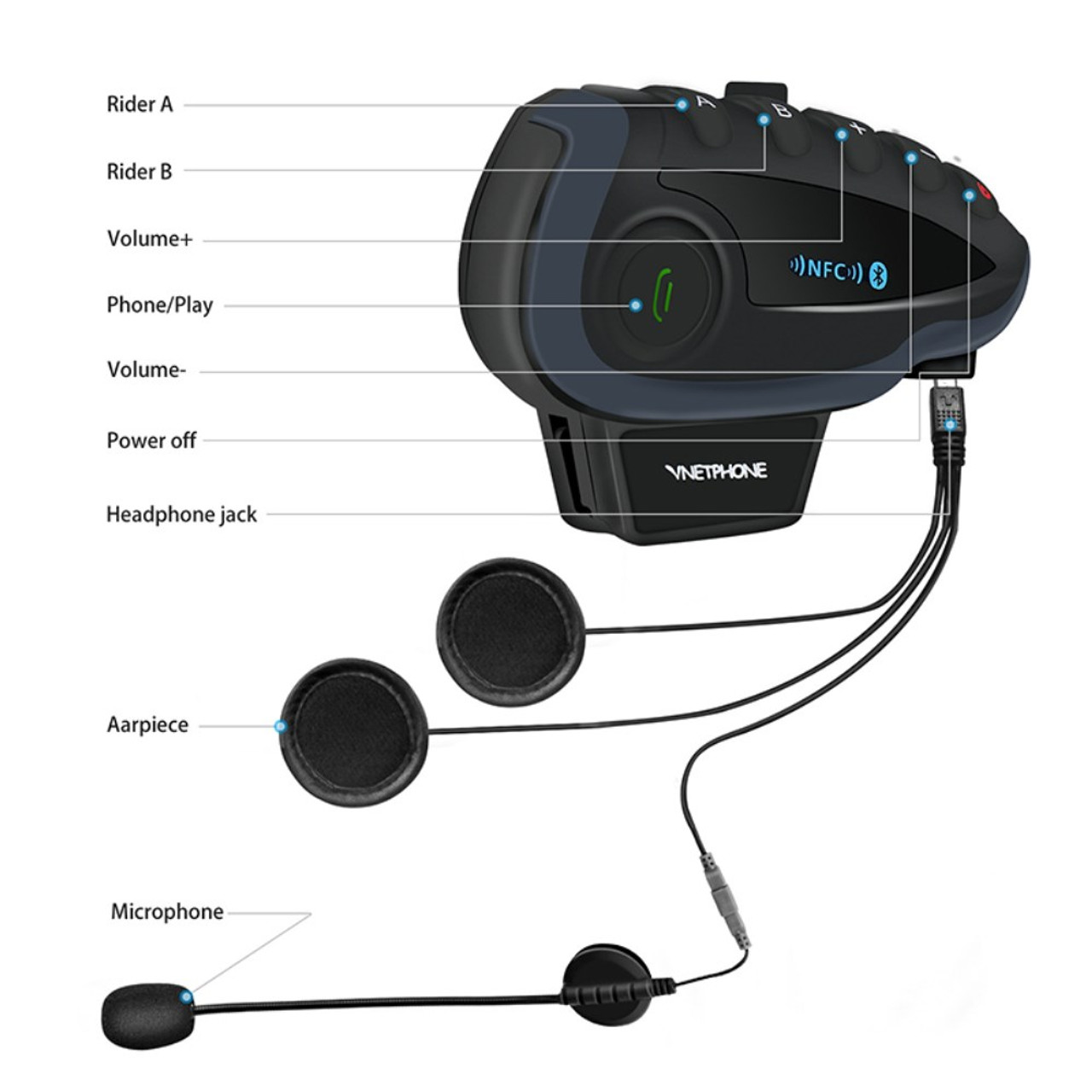 VNETPHONE V8 Motorcycle Helmet Intercom Bluetooth Headset Remote