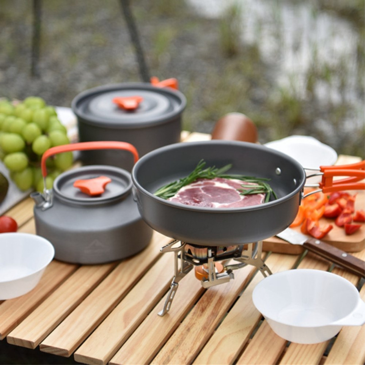 180 * 45mm Picnic Cooking Pot with Outdoor Set Pot Single Frying Pan Extra  Large Frying Pan Camping Frying Pan Outdoor Tableware