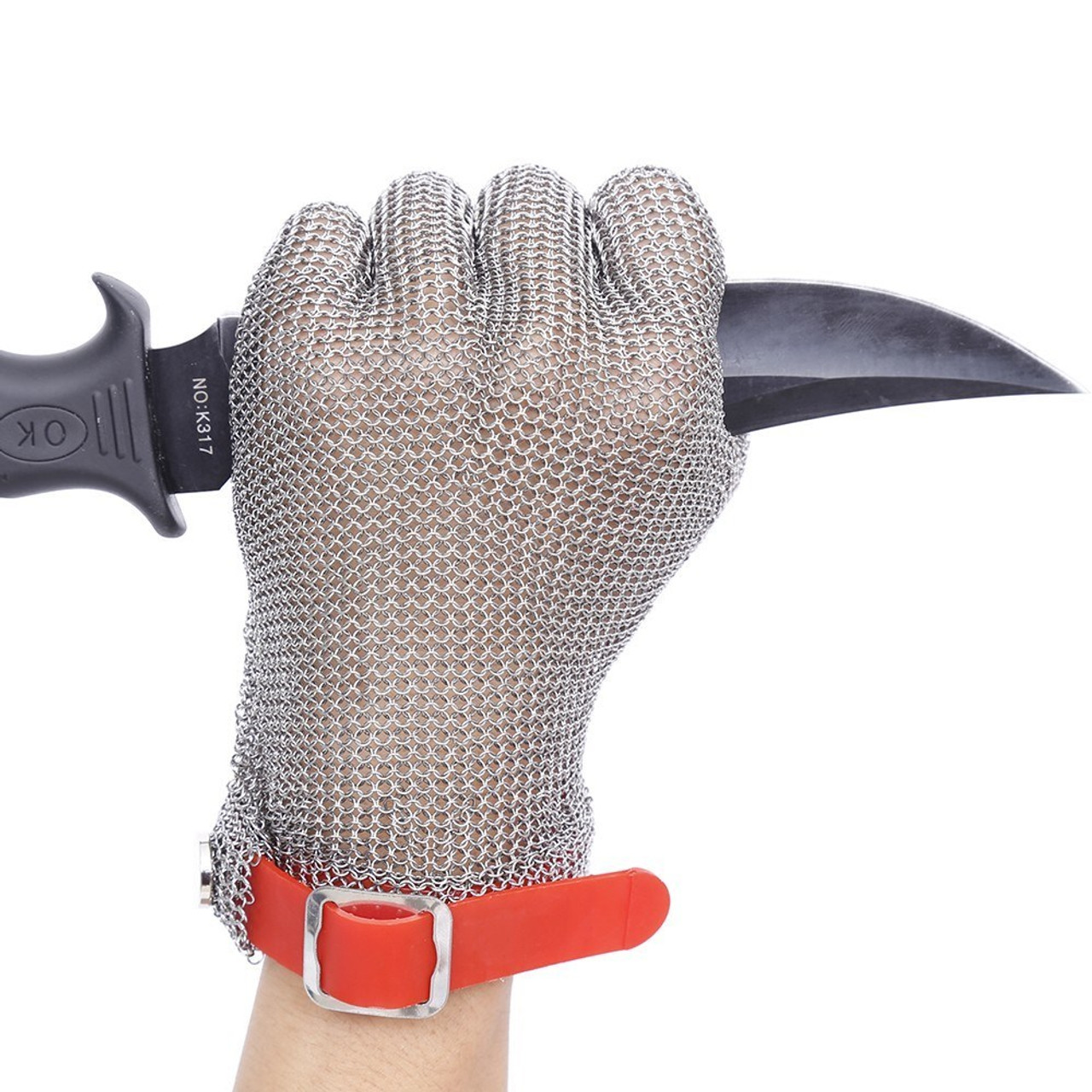 Cut Resistant Glove Plastic Belt Stainless Steel Mesh Metal Glove Knife Cutting  Glove for Butcher Meat Cutting - Size: L - Snatcher