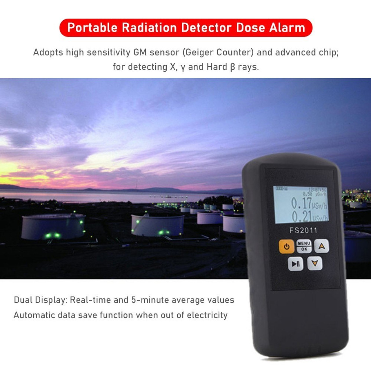 Digital Radiation Tester Real-time Display Dose Alarm Geiger Counter  Rechargeable Dosimeter Snatcher
