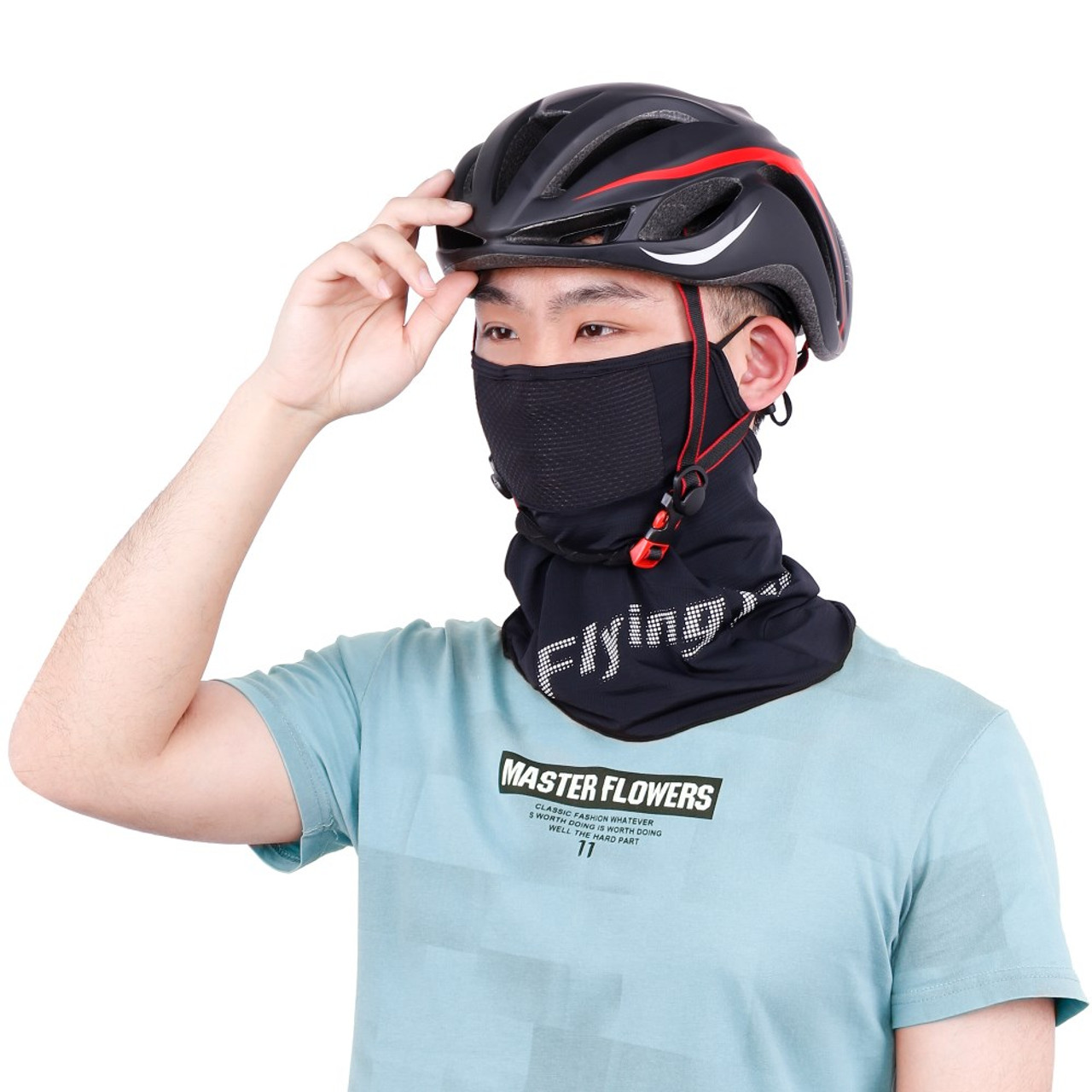 FLYING TERN 3003 Summer UV Protection Adjustable Neck Gaiter Scarf  Windproof Face Cover for Cycling Hiking - Black - Snatcher