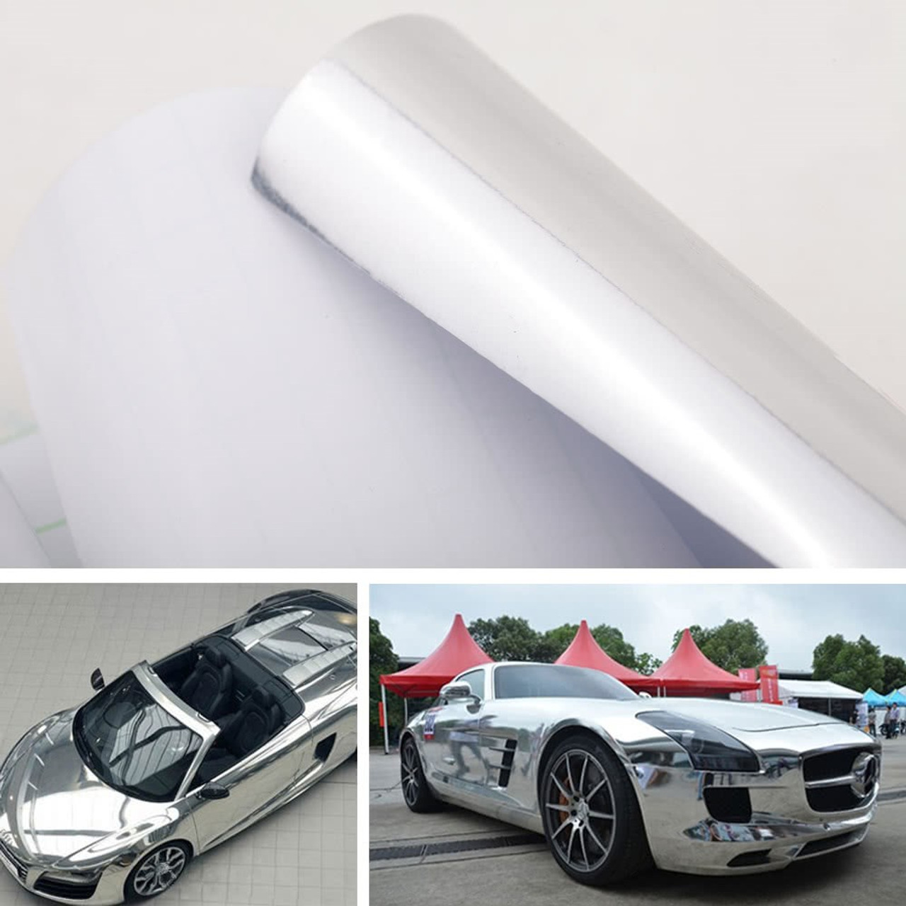 36 x 60 Silver Chrome Mirror Vinyl Film Wrap Sticker Stretchable