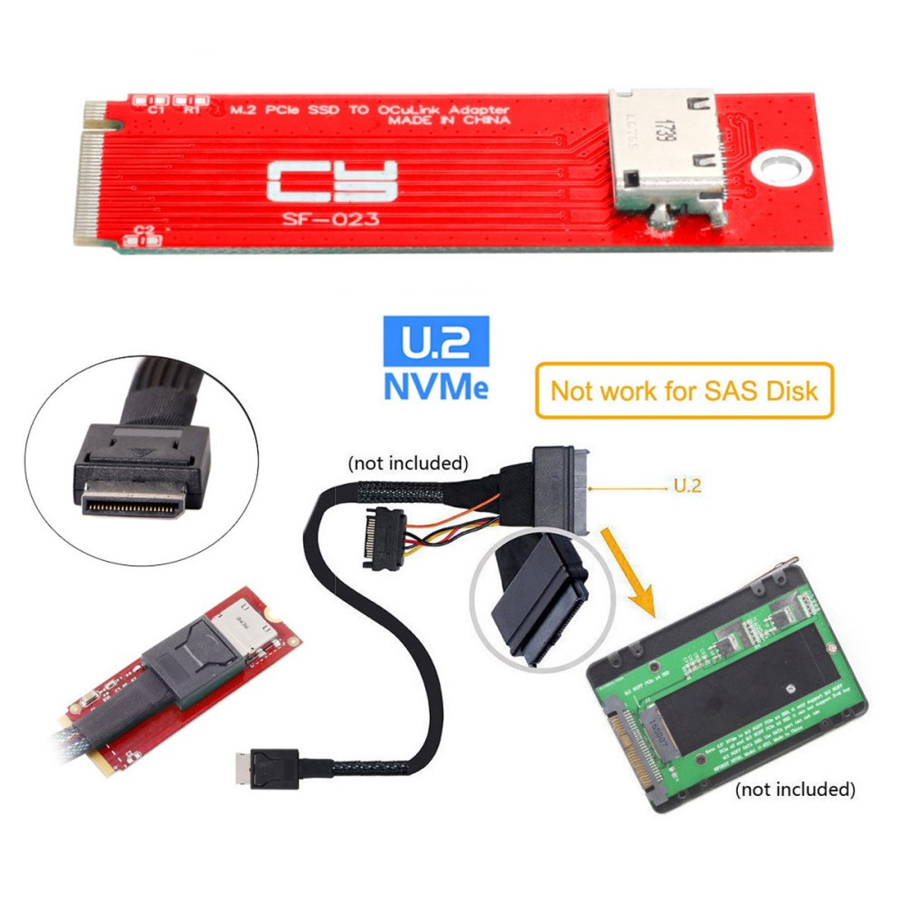 Connecting Cable to NVMe SSD Drives U.2 to M.2 Cable SF-8639