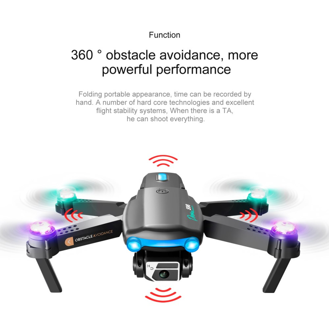 Foldable Quadcopter, 50x Zoom LED Lighting RC Quadcopter with