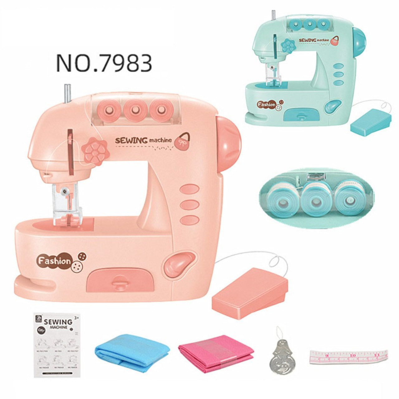 7982 Electric Children Sewing Machine Toy with Lights Small Appliance  Pretend Play Sewing Toy for DIY Masks Educational Toys (Size: M) - Pink  Wholesale