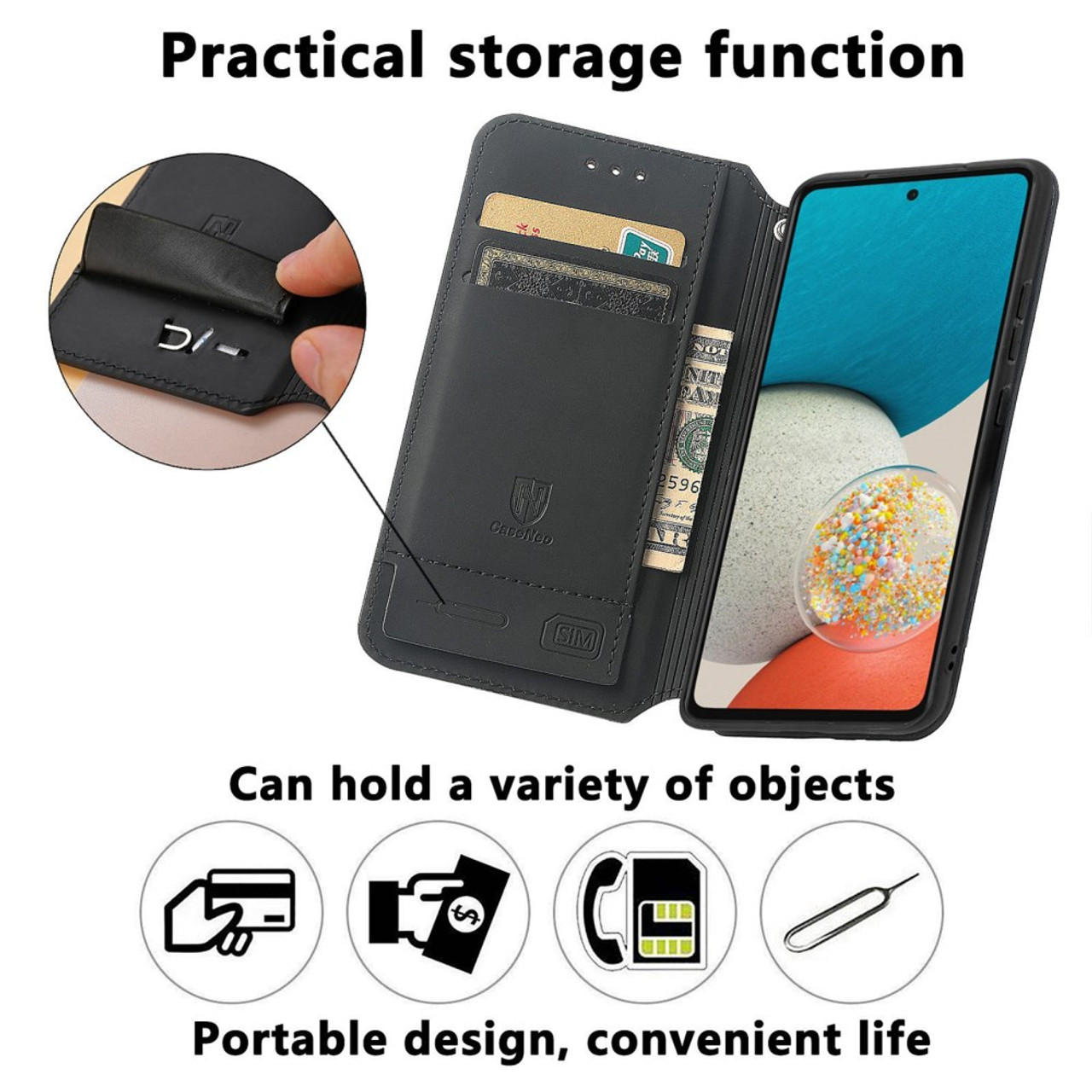 CASENEO 001 Series PU Leather RFID Blocking Case for Samsung