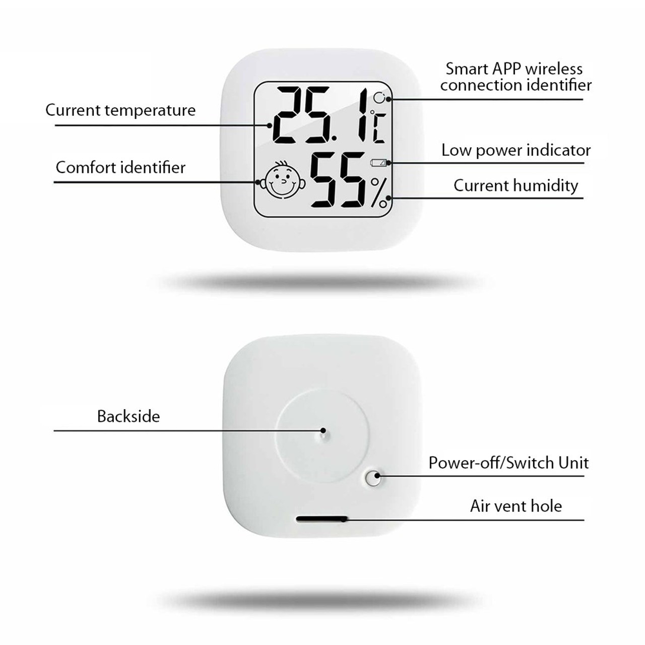 YZ6045 Smiley Face Icon Electronic Digital Thermohygrometer Smart Bluetooth Thermometer Temperature Humidity Meter