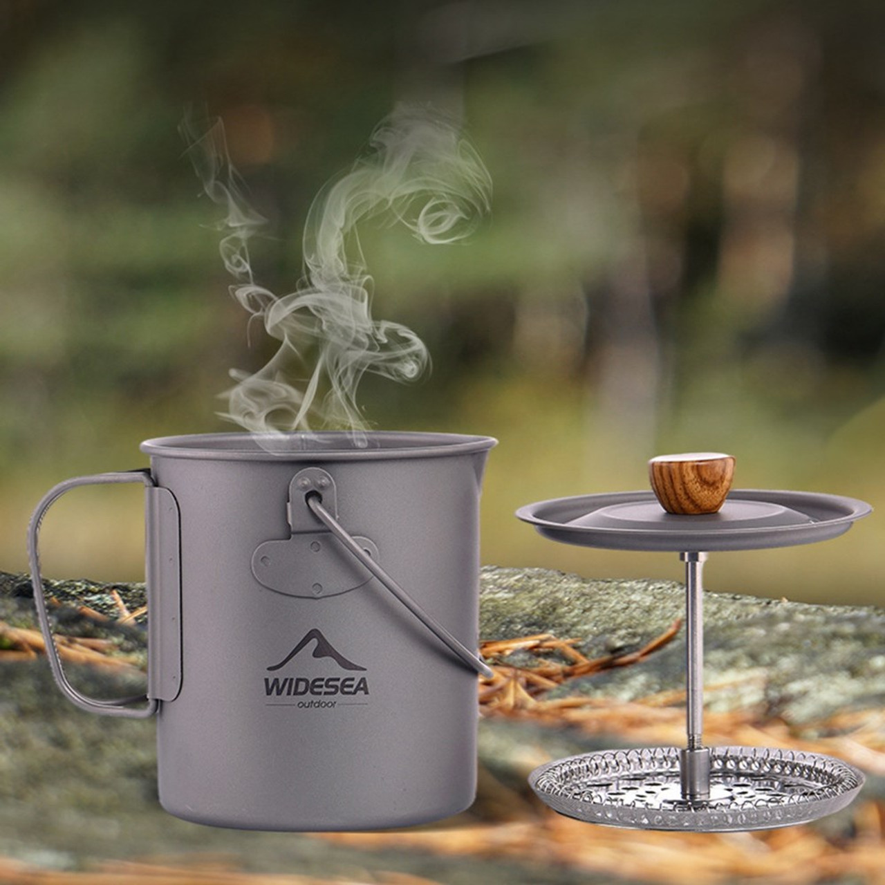 Camping Aluminum Coffee Pot with French Press 750ML – widesea outdoor