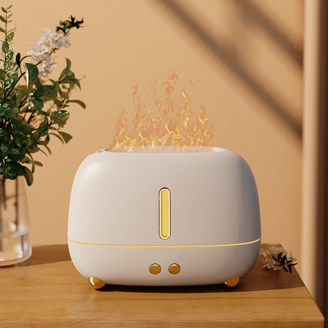 V26 Simulation Flame Colorful Light Aroma Diffuser Air Humidifier for Home,  Office