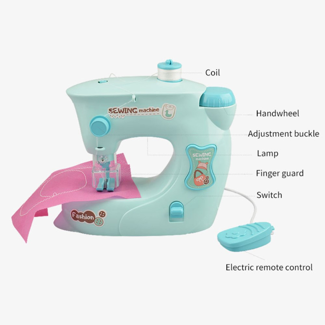 7984 Pretend Play Electric Sewing Machine Toy for Kids Mini Appliances  Sewing Machine Toy with Lights (Size: S) - Pink