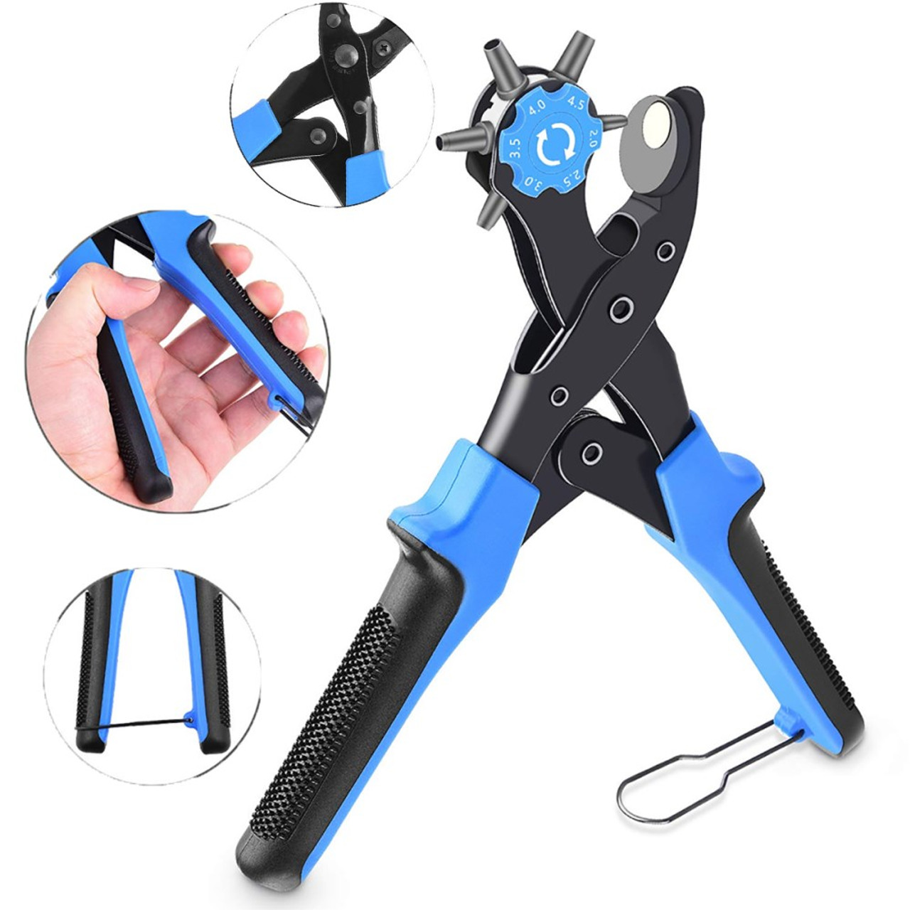 Leather Hole Punch Heavy Duty 6 Holes Revolving Belt Puncher Plier With  Screwdriver Ruler For Watch Bands Card Rubber Shoe Diy