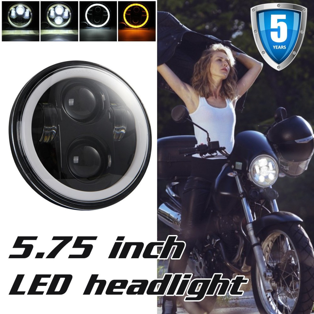 5.75-inch LED Round Motorcycle Headlight 9-30V Motorcycle Headlight Lamp  Bulb Projector Driving Light - Snatcher