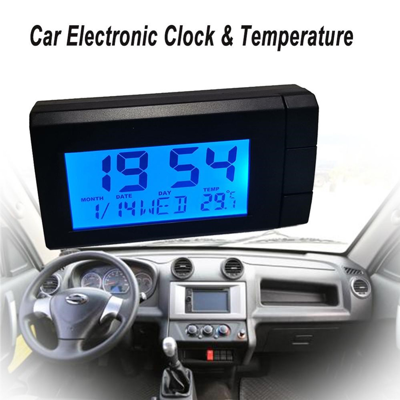 CT66 Car LCD Digital Clock & Temperature 2 in 1 Auto Watch Thermometer Car  Ornaments Electronic Clock - Snatcher