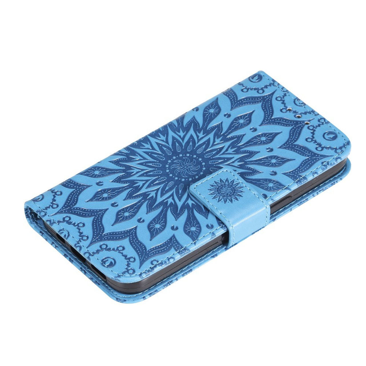 KT Imprinting Flower Series-1 for Samsung Galaxy A34 5G PU Leather Flip  Case Imprinted Sunflower Stand TPU Shockproof Magnetic Folio Phone Cover  with Strap - Blue - Snatcher