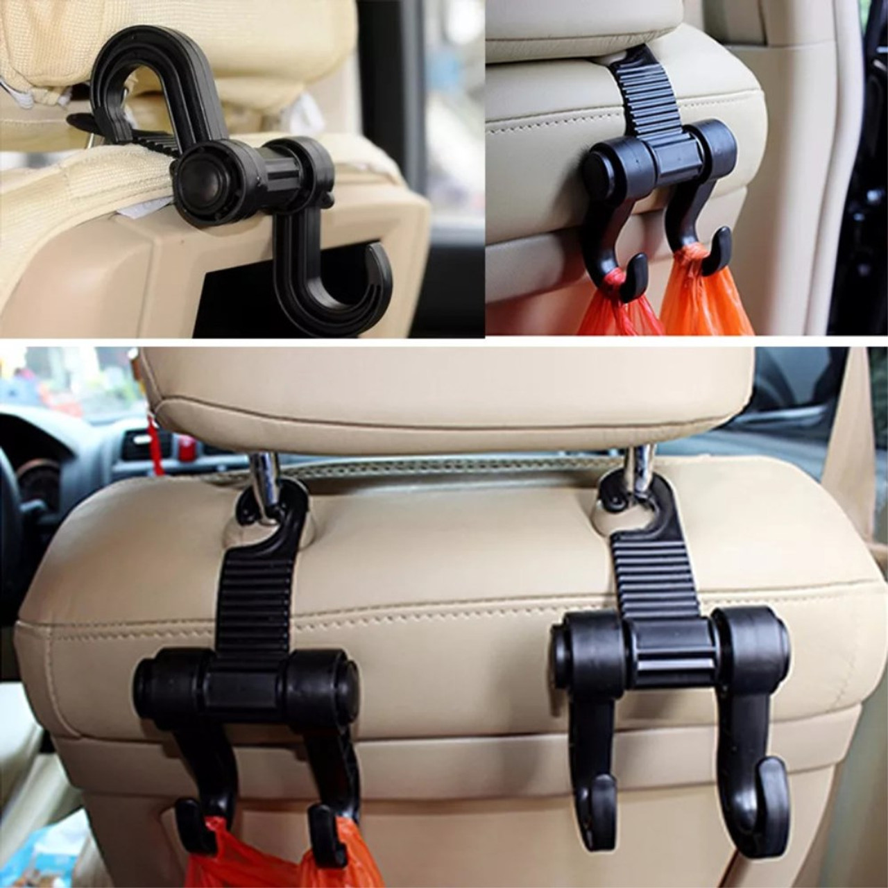 Car Seat Back Hook Multi-functional Auto Car Seat Headrest Hanger Holder,  Double Hanging Hook - Snatcher