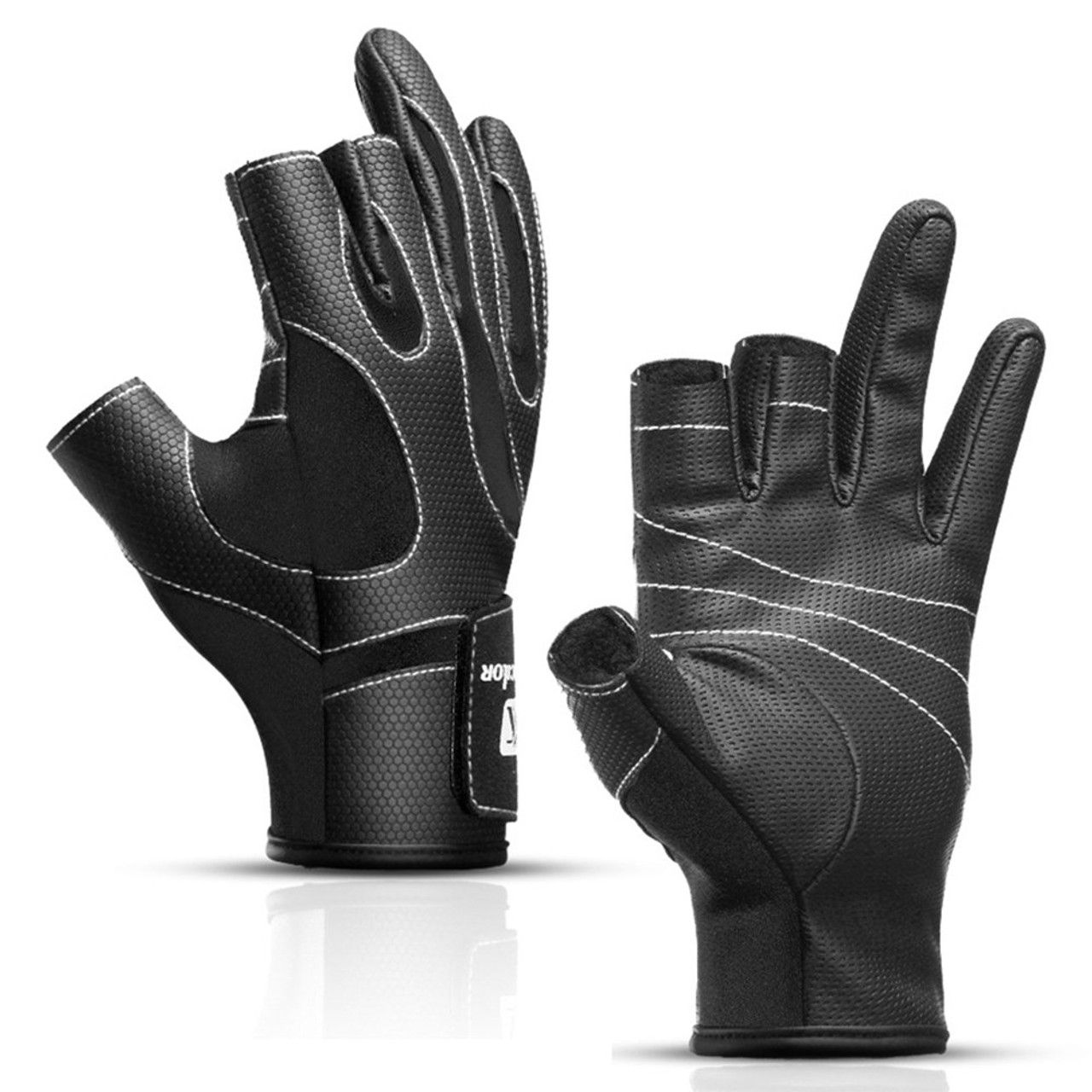 KYNCILOR A0062 Fishing Gloves Men Women 3 Cut Fingers Neoprene Mittens  Non-slip Cycling Gloves - Black/M - Snatcher