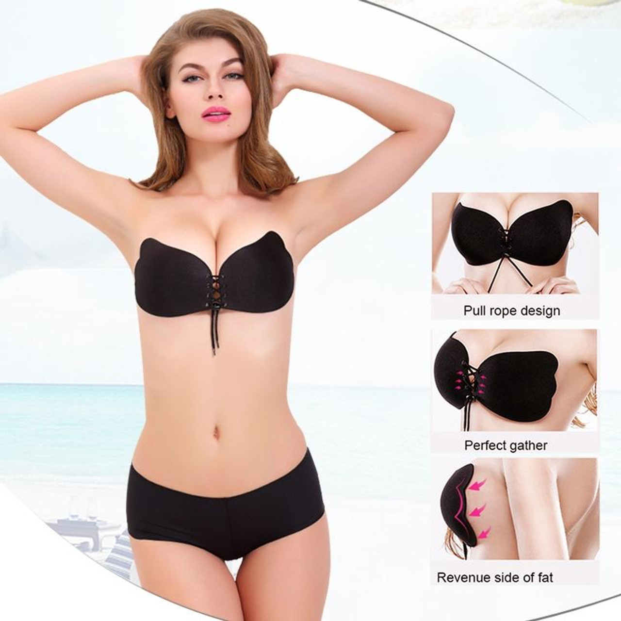 Fashion S-XXL Silicone Invisible Adhesive Push Up Bra Breast