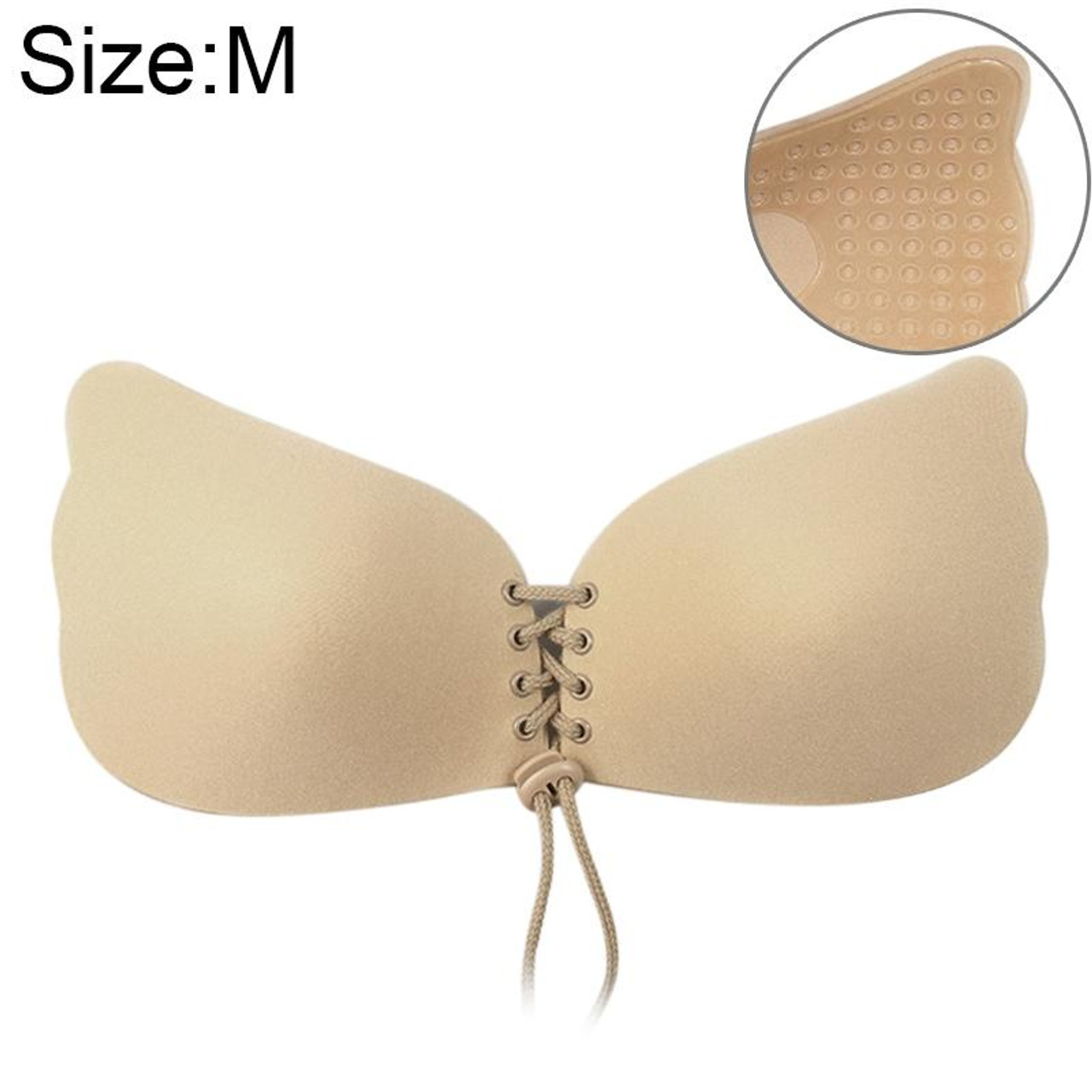 Women Self-Adhesive Strapless Bandage Blackless Solid Bra Silicone  Underwear Invisible Bra, Size:M (T Khaki), snatcher