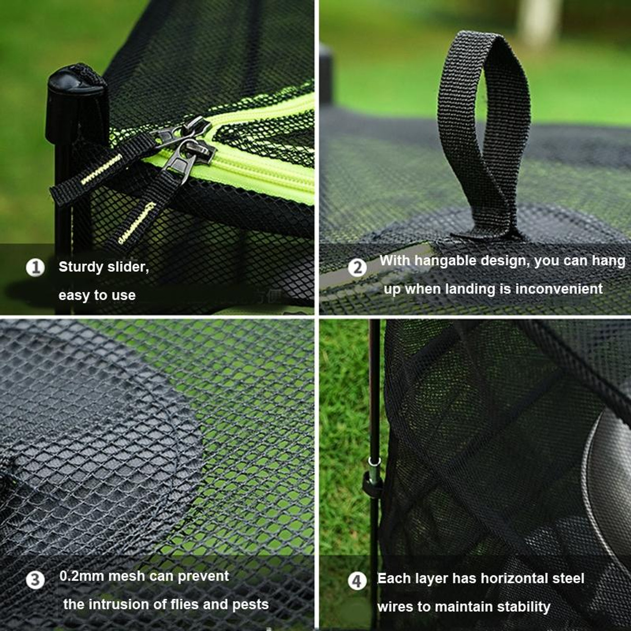 Outdoor Folding Drying Net Four-Layer Storage Basket Storage Basket Camping  Drying Fish Drying Net Rack Hanging Basket(Green), snatcher