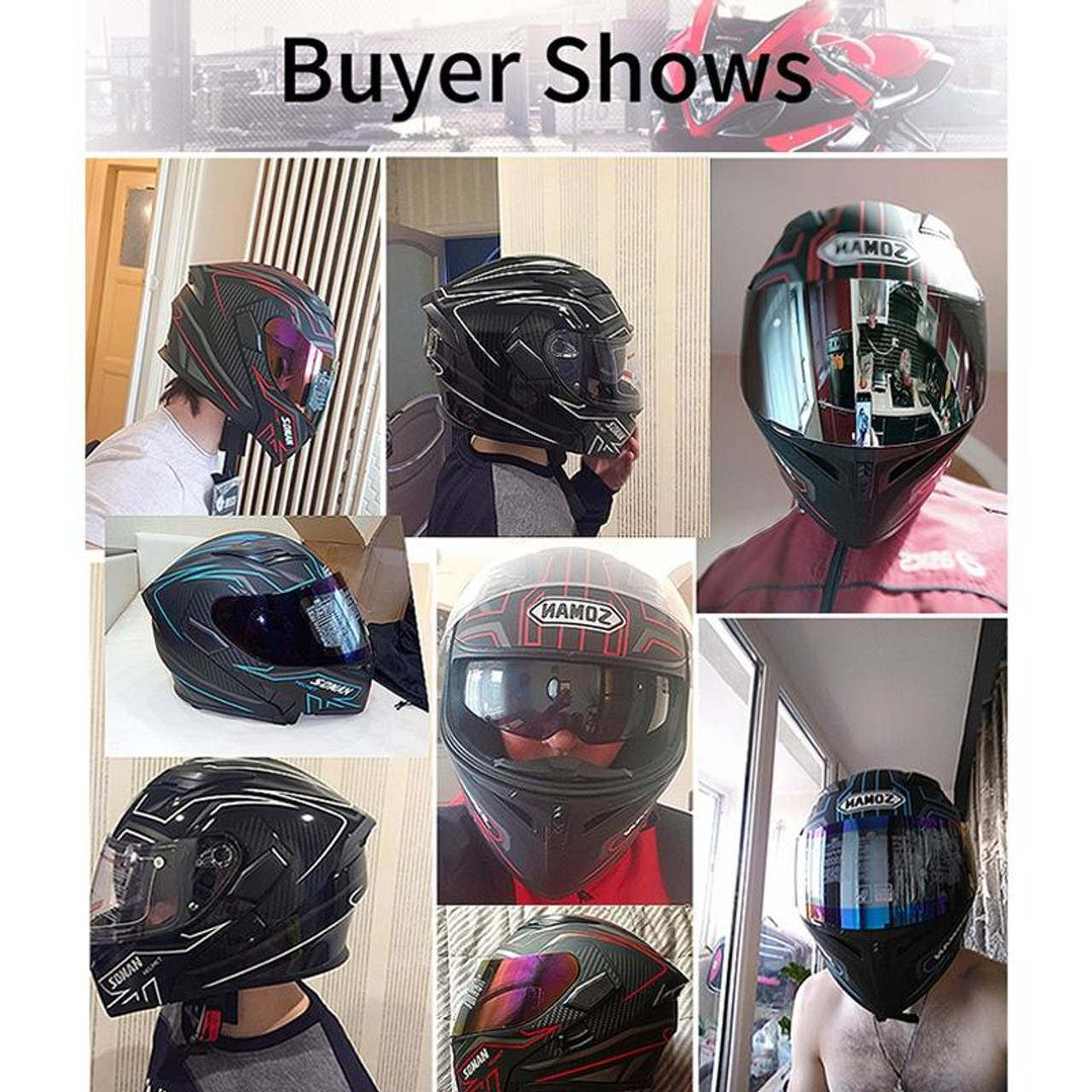 Soman 955 Skyeye Motorcycle Full Open Face Bluetooth Helmet