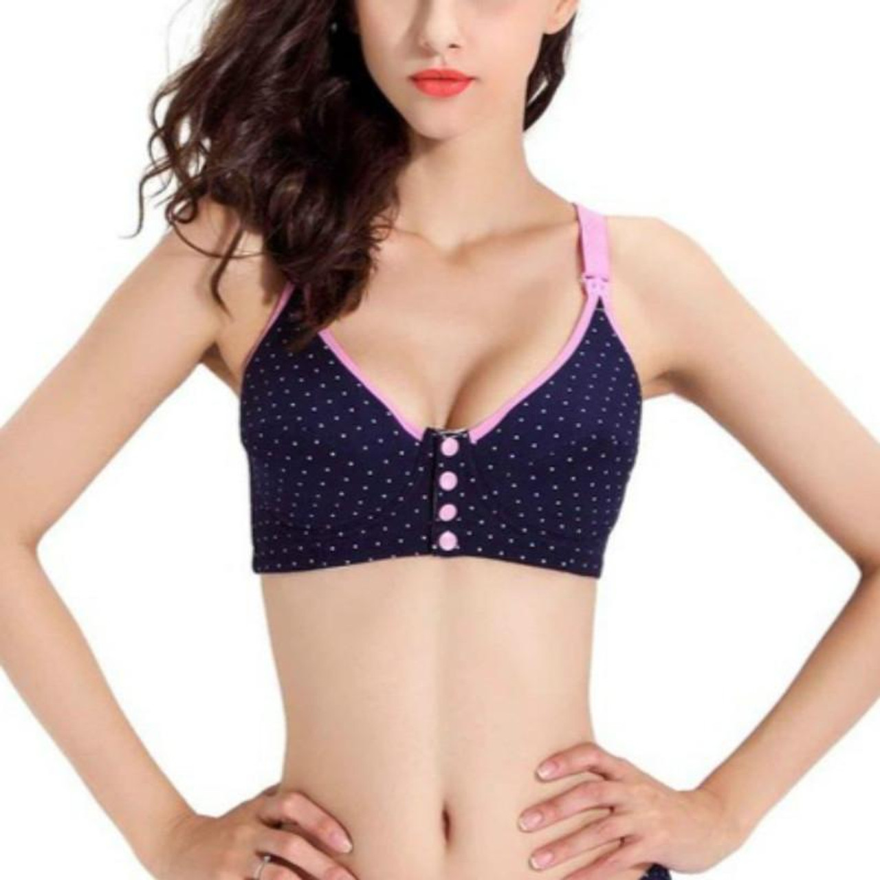 Cotton Nursing Bra Maternity Pregnancy Sports Nursing Breast Feeding Bras,  Size:90B(Navy), snatcher