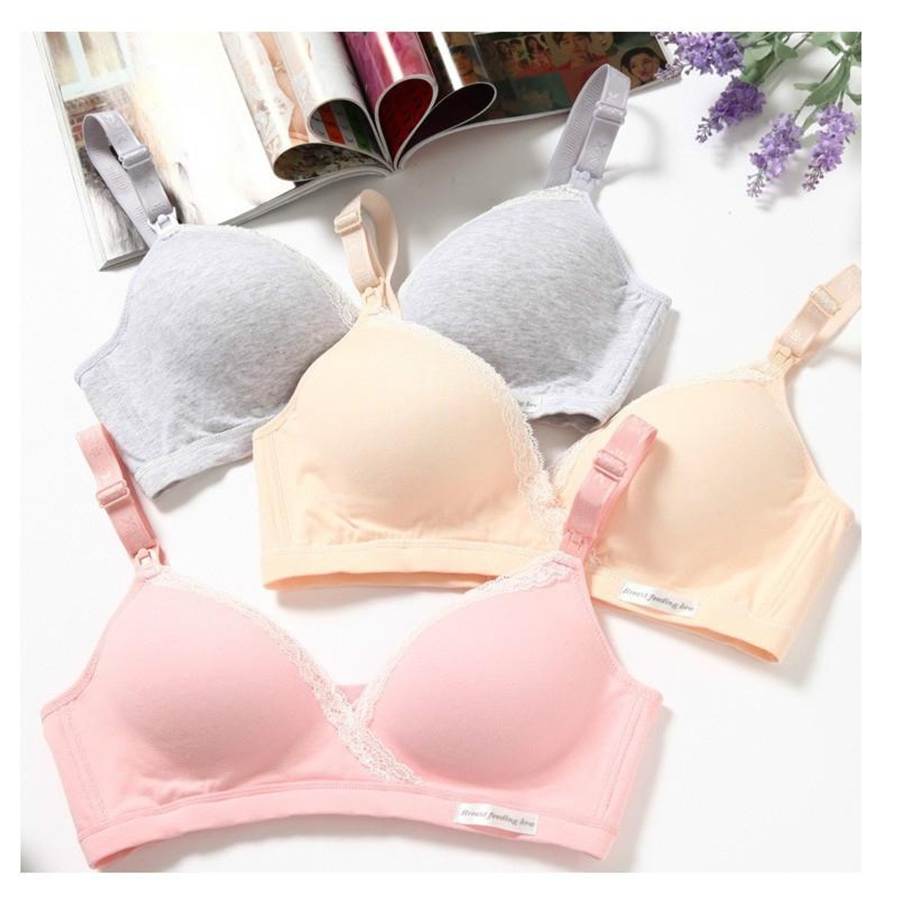 Pregnancy Bra Cotton Wireless Maternity Nursing Breastfeeding Sleep Bras  Pink XXL(40/90) Breastfeeding Bras