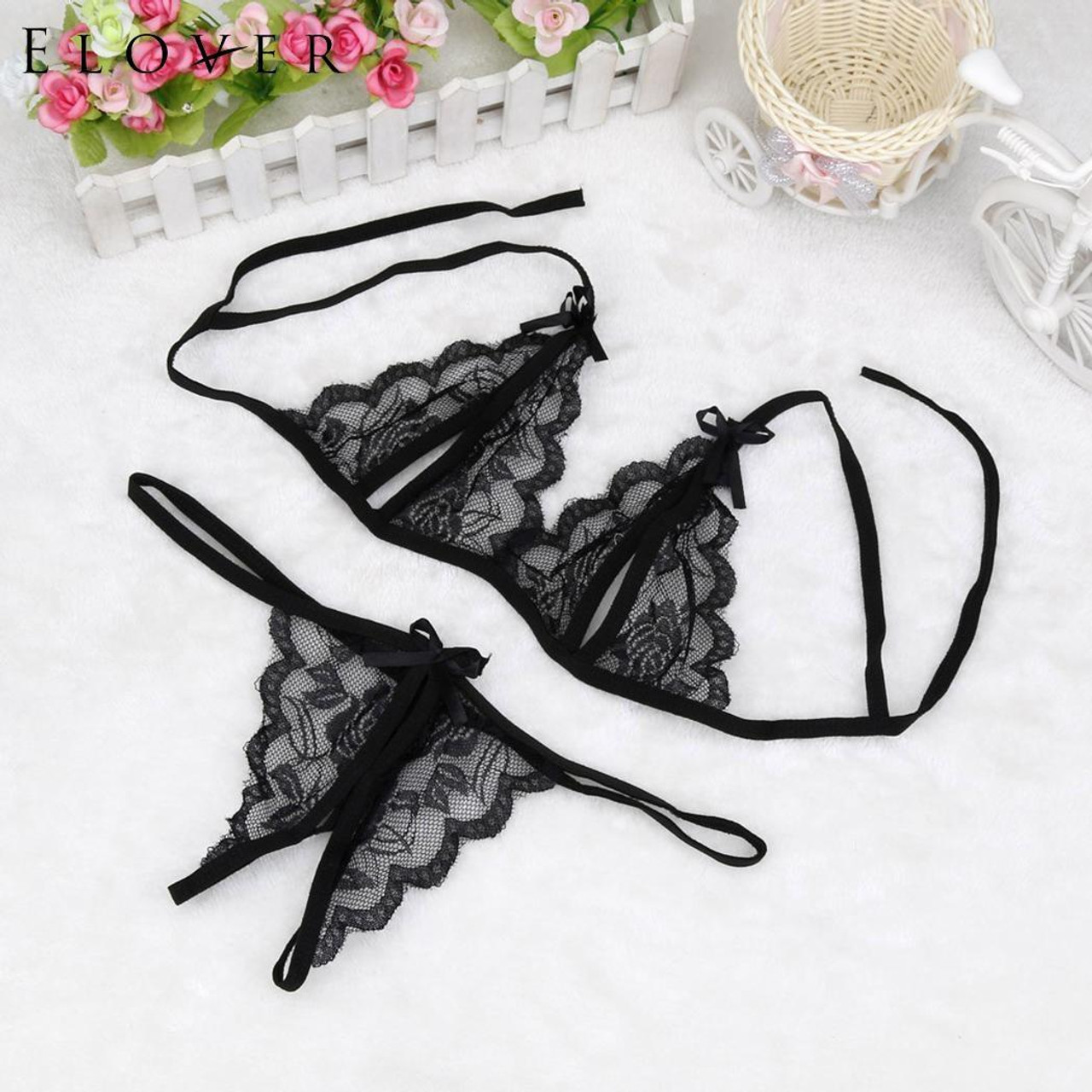 3 PCS Lady Lotion Open Sexy Lace Three-Point Erotic Lingerie Open