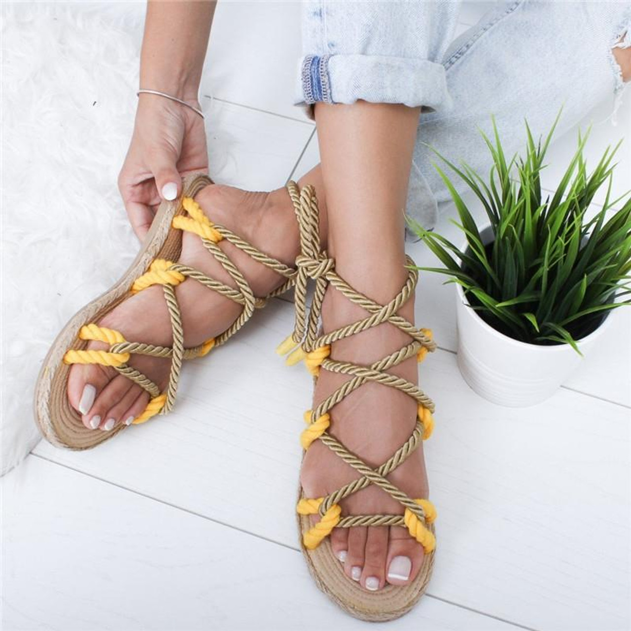 2023 New Unisex Hemp Gladiator Rope Sandals For Women Men Beach Platform  Sandals | Fruugo MY