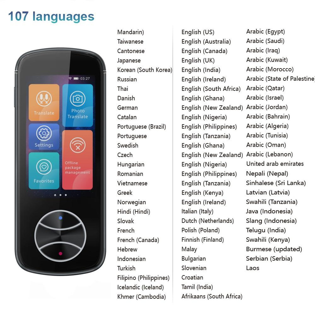 KAR Portable Voice Translator Offline Translation 8 Language Two-Way Tradutor  English Japanese Korean German Russian Spanish B : : Stationery &  Office Supplies