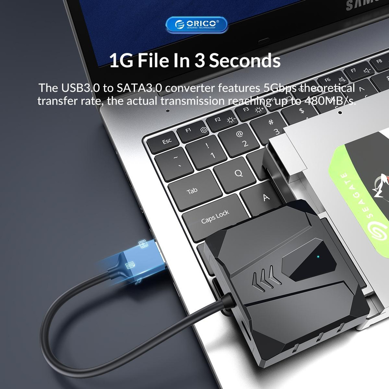 ORICO UTS2 USB 3.0 2.5-inch SATA HDD Adapter with 12V 2A Power