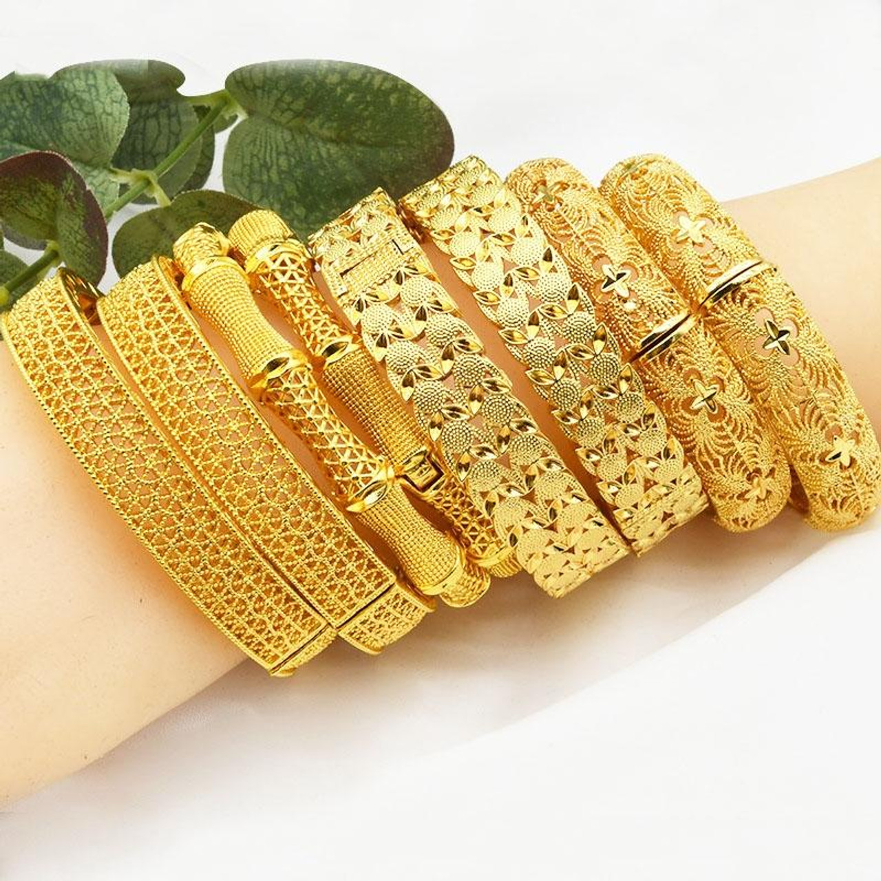 Imitation 100% 24k 999 Real Gold Bracelet Women Retro Pure 18k Geometric  Gold Pattern Spring Buckle Bangle Valentine's Day Gifts - AliExpress